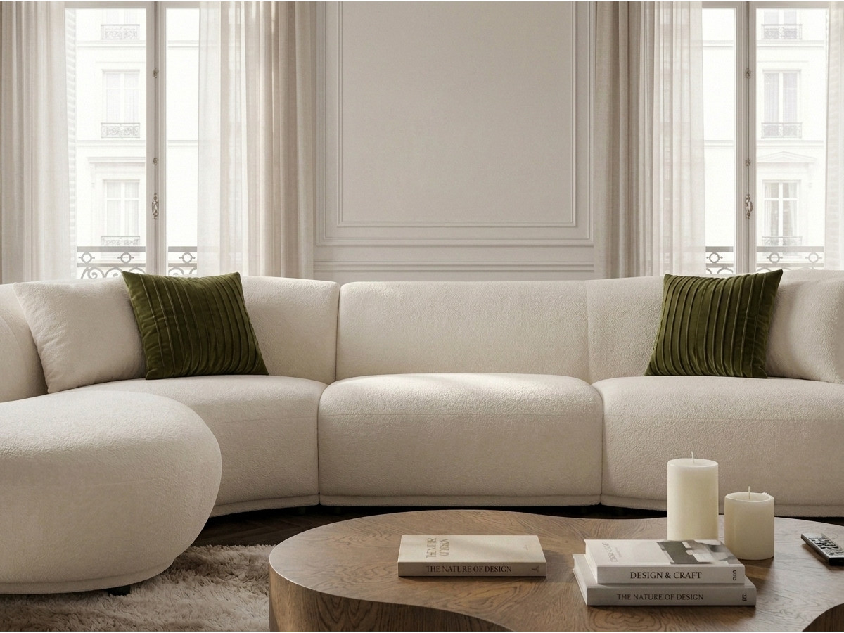 Bobochic Nora Ecksofa Chenille Weiß Ecke links