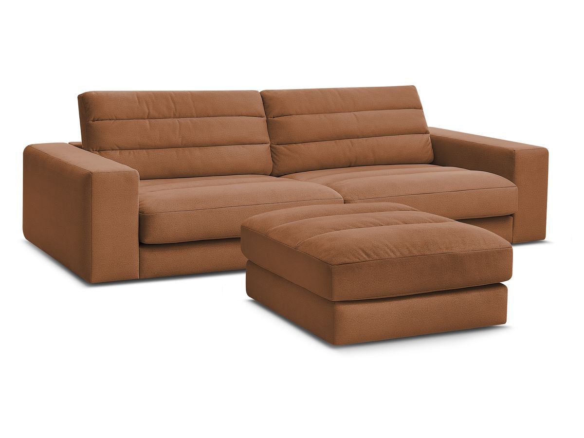 Bobochic Sierra Sofa 4-Sitzer mit Pouf Samt Orange