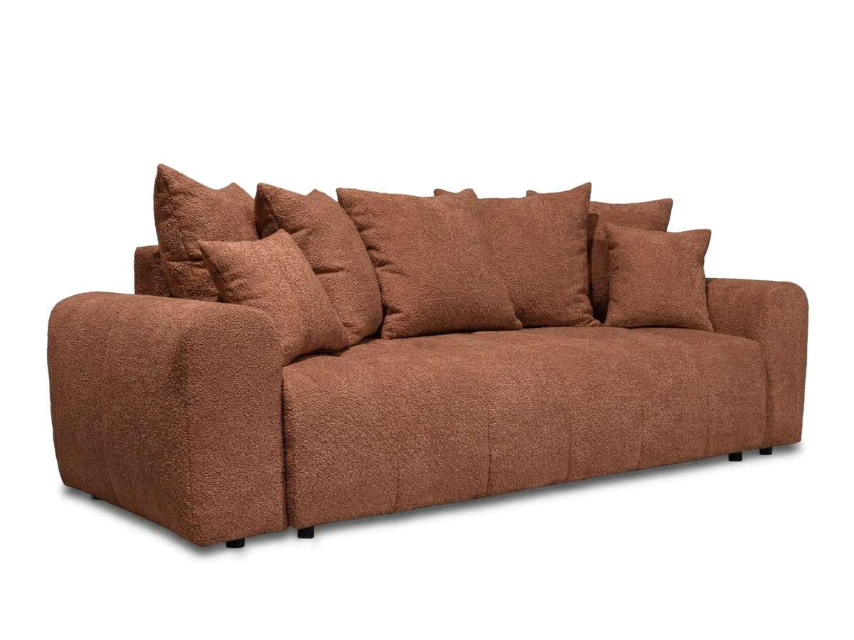 Bobochic Roxelane Schlafsofa 3-Sitzer mit Bettkasten Bouclé-Stoff Orange
