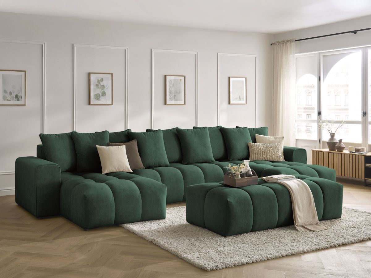 Bobochic Mont-blanc Wohnlandschaft mit Pouf Samt Grün