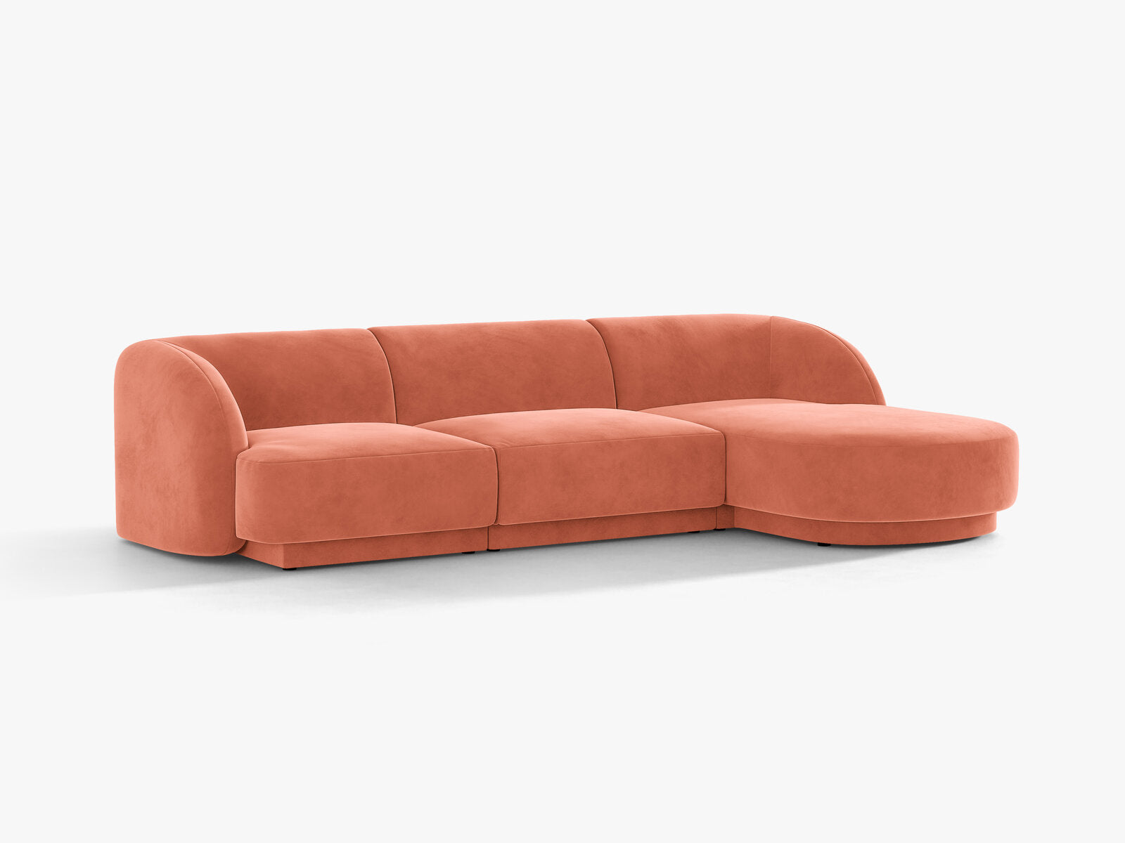 Micadoni Ecksofa Miley 4-Sitzer Rechts Samt Venus Koralle