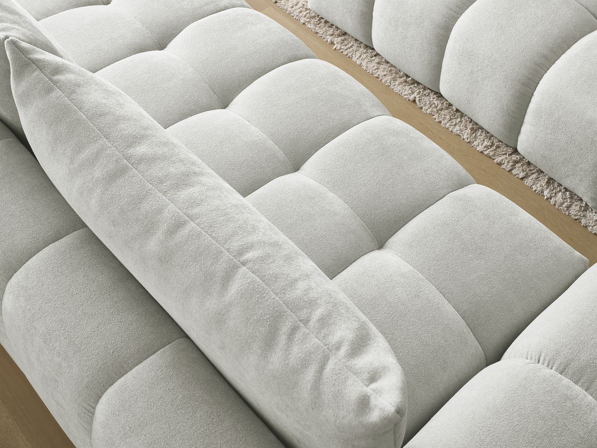 Bobochic Everest Sofa 3-Sitzer mit Pouf, 2 Kissen Strukturstoff Hellgrau