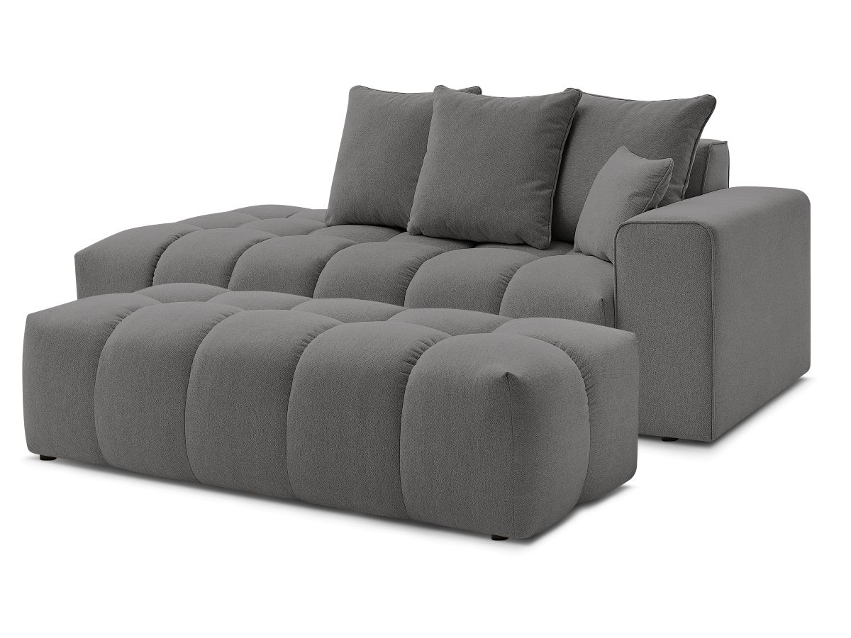 Bobochic Mont-blanc Sofa 5-Sitzer mit Pouf Melange-Stoff Dunkelgrau Armlehne rechts