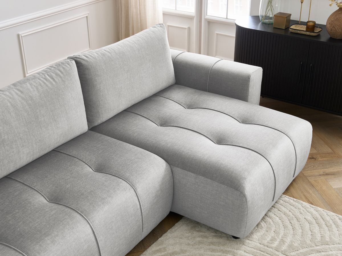 Bobochic Arsene Ecksofa mit Schlaffunktion und Bettkasten 288 × 148 cm Samt Hellgrau