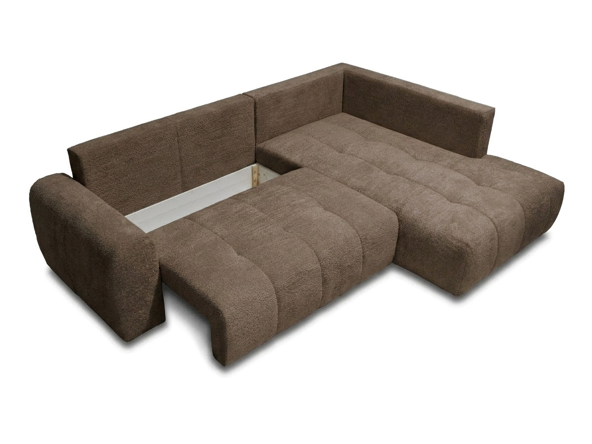 Bobochic Roxelane Ecksofa mit Schlaffunktion und Bettkasten Bouclé-Stoff Braun Ecke rechts