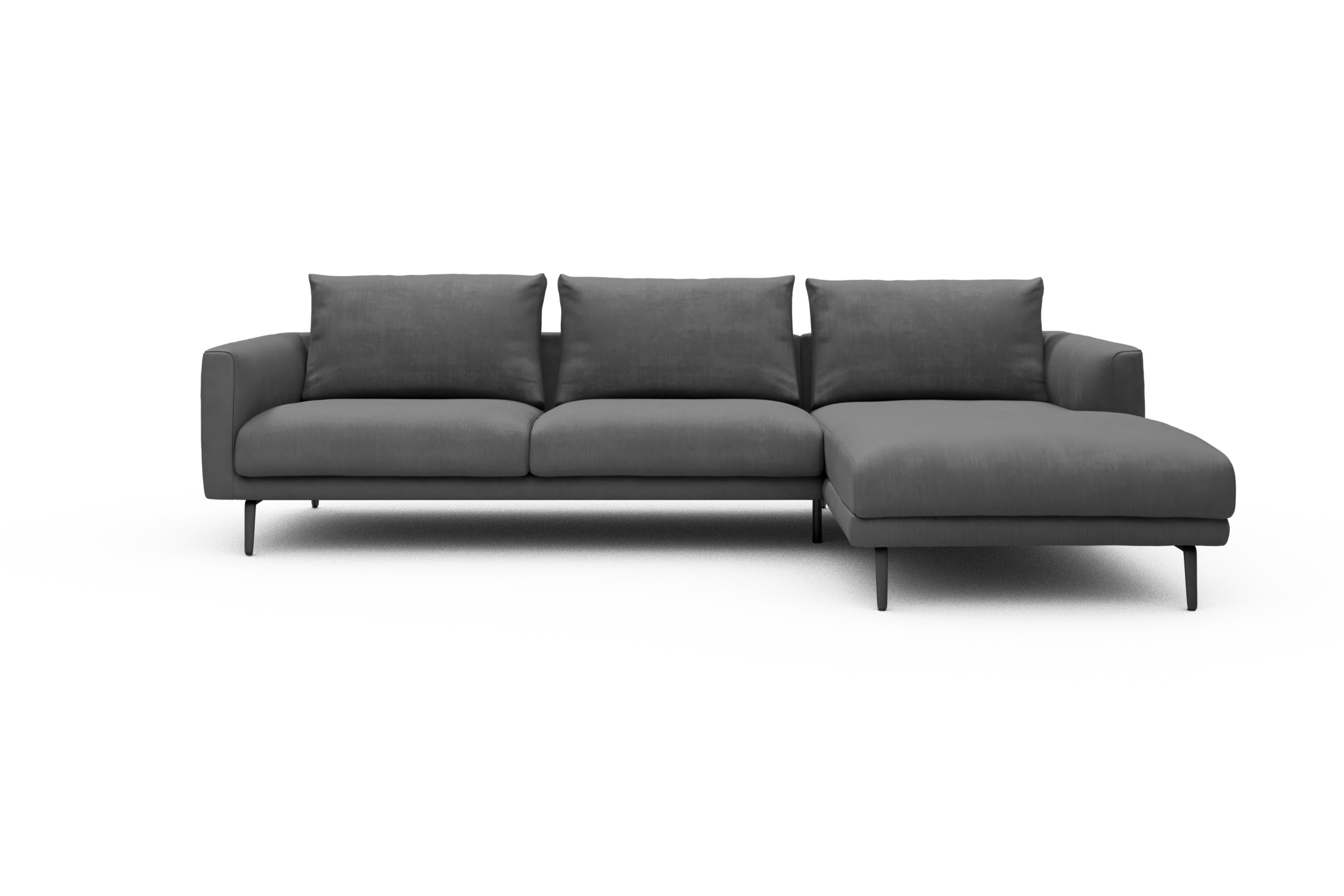 Skandi Home Ecksofa Karl Chaiselongue rechts mit 2,5-Sitzer Cordufine-Grey moebelfaktor