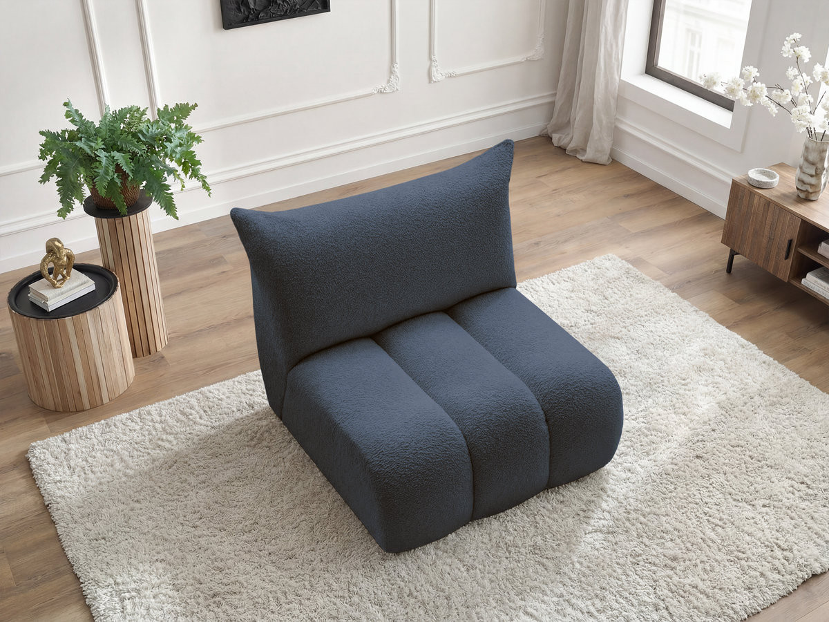 Bobochic Azra Sofamodul 1-Sitzer 90 × 112 cm Bouclé-Stoff Dunkelblau