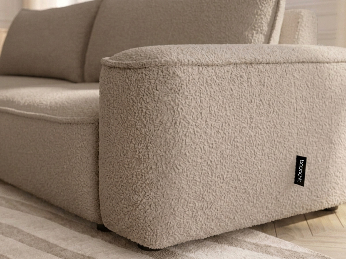 Bobochic Honore Schlafsofa 3-Sitzer mit Bettkasten Chenille Braun