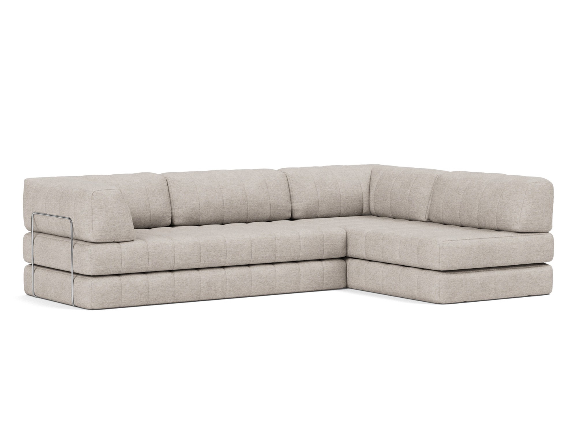 Eck-Schlafsofa CozyPad L-Form mit Armlehne Chenille Yuveno 471-Sand