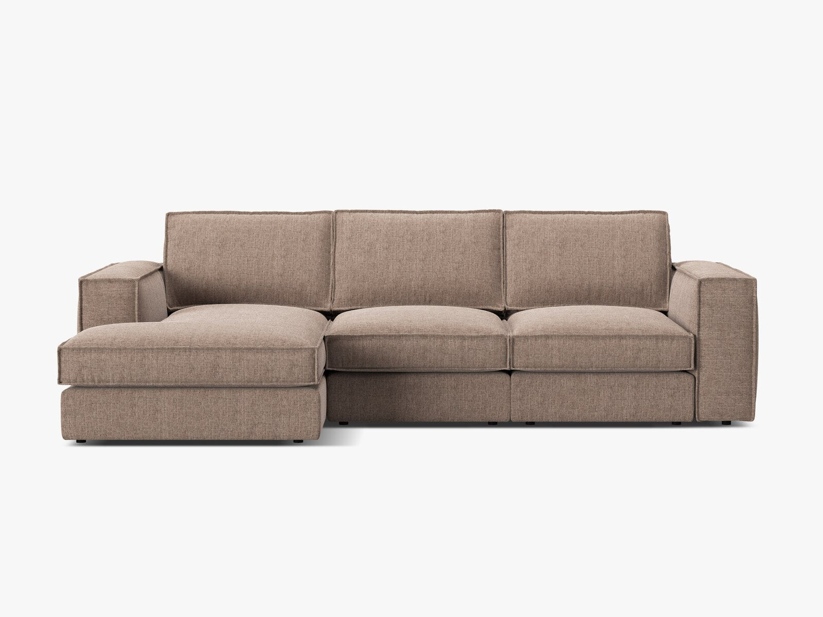 Micadoni modulares Ecksofa Pola 3-Sitzer Links Strukturierter Stoff Babel Hellbraun