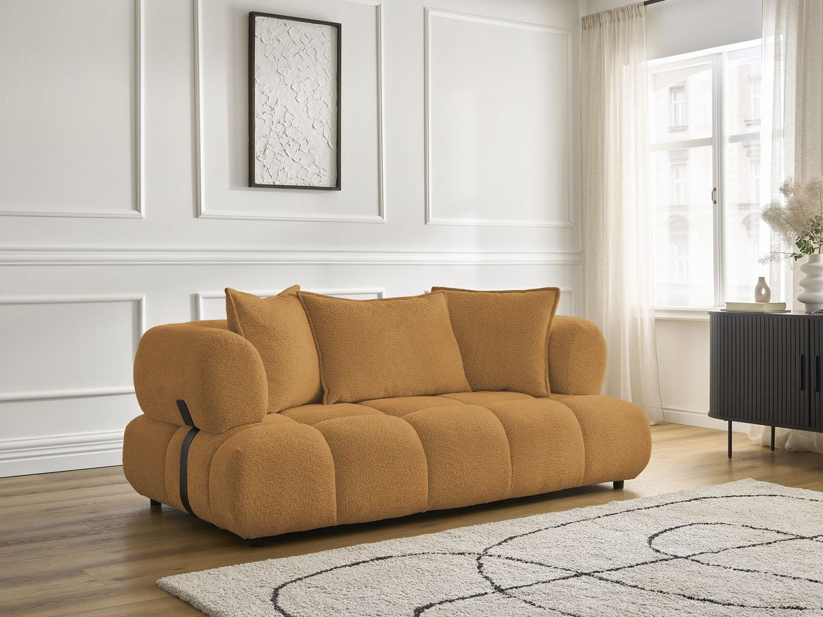 Bobochic Alya Sofa 2-Sitzer Bouclé-Stoff Gelb
