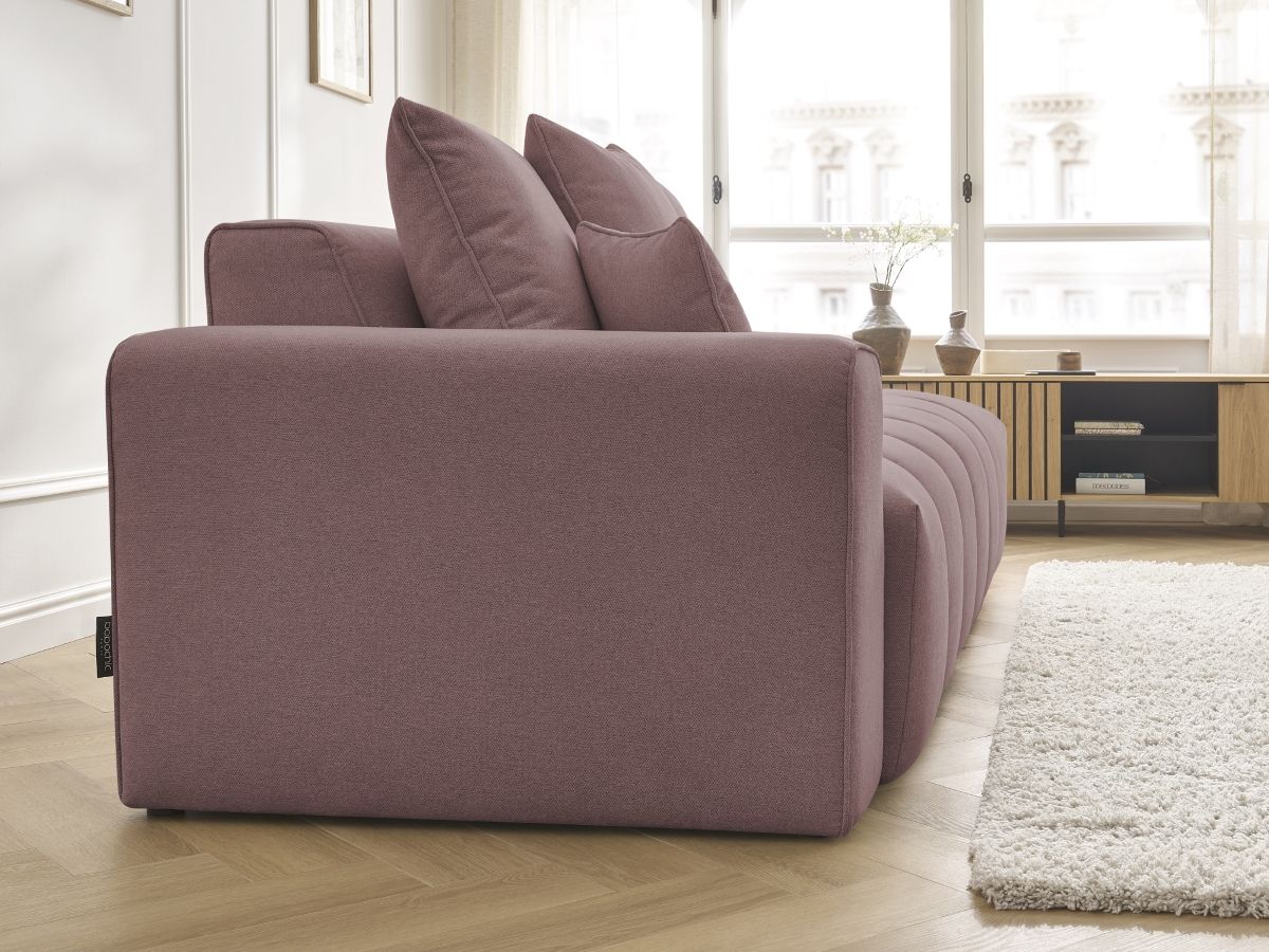 Bobochic Mont-blanc Sofa 4-Sitzer Melange-Stoff Rosa Armlehne links