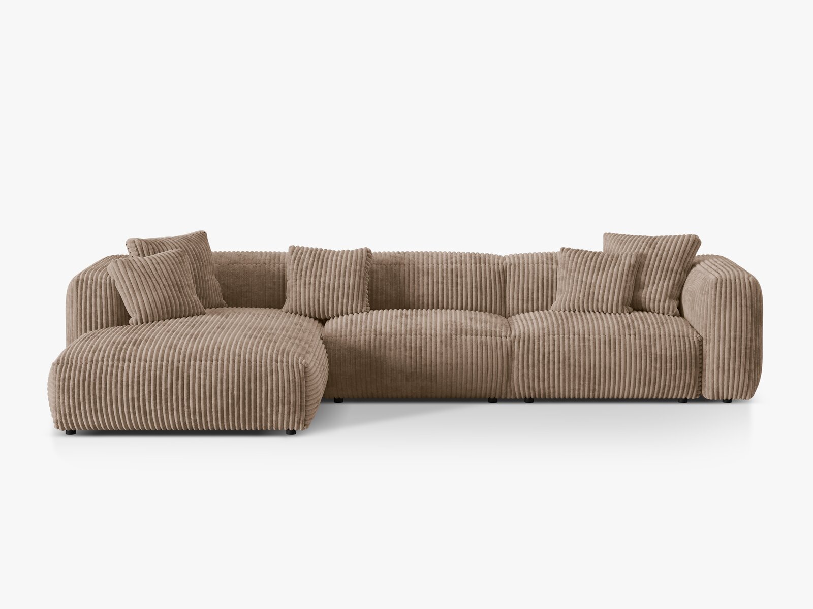 Micadoni Ecksofa Martina 3-Sitzer Links Kord Tilia Eichel