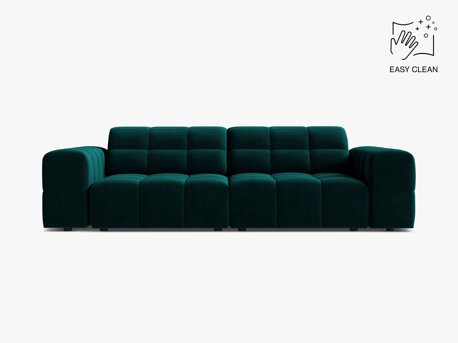 Micadoni Sofa Jennifer 3-Sitzer Samt Venus Dunkel Petrol