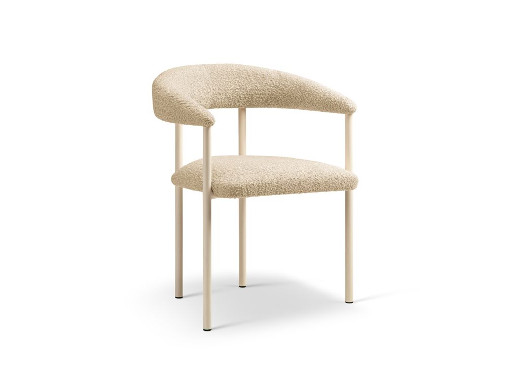 Cosmopolitan Design Stuhl Lea 2er-Set Boucle Baloo Beige Beine Creme