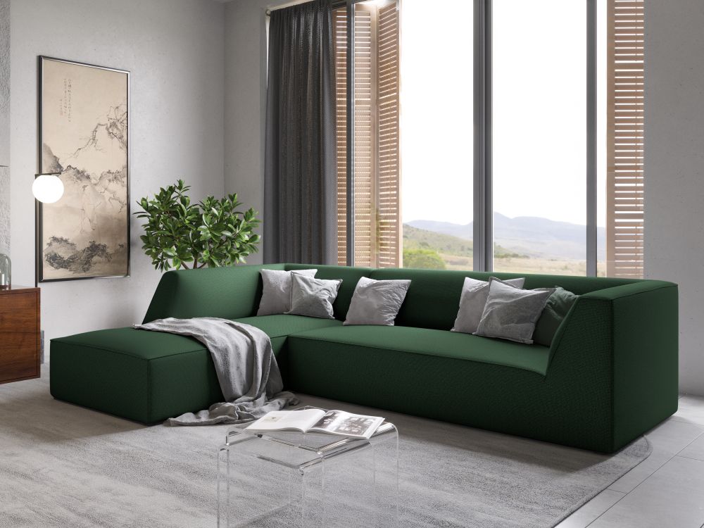 Cosmopolitan Design Ecksofa Siena 4-Sitzer Strukturierter Stoff Ottawa Grün Links