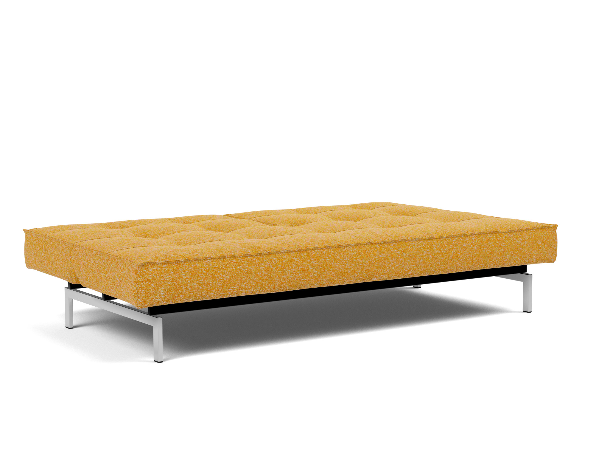 Schlafsofa Splitback Boucle Skandi 536-Ochre Beine Chrom