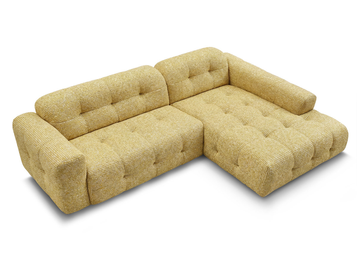 Bobochic Laura Ecksofa Melange-Stoff Gelb Ecke rechts