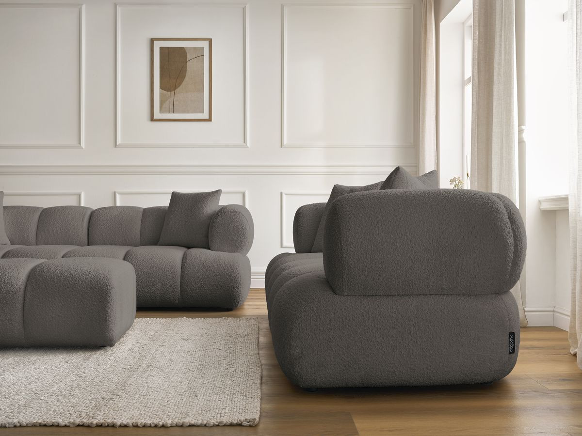 Bobochic Pamira Sofa 5-Sitzer mit Pouf Bouclé-Stoff Braun