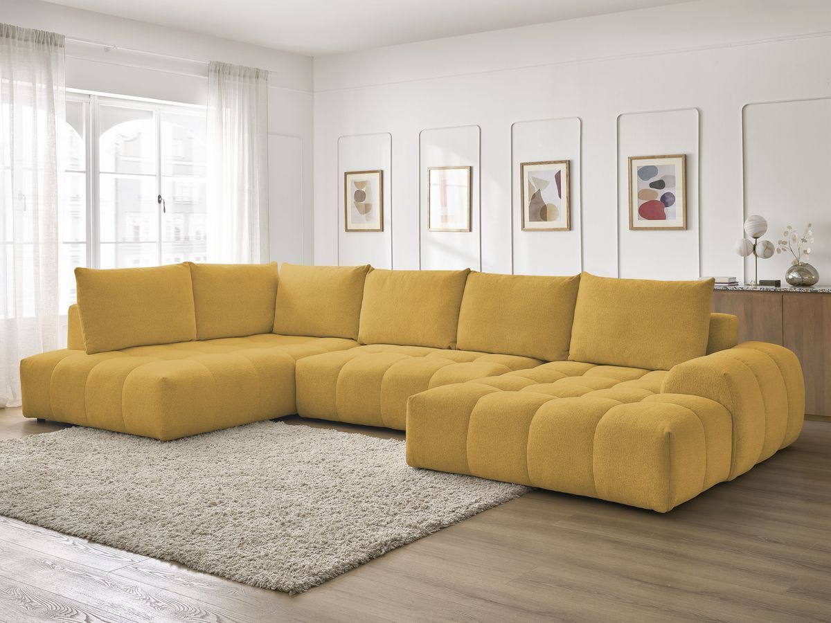 Bobochic Everest Wohnlandschaft, 6 Kissen Melange-Stoff Gelb Ecke rechts