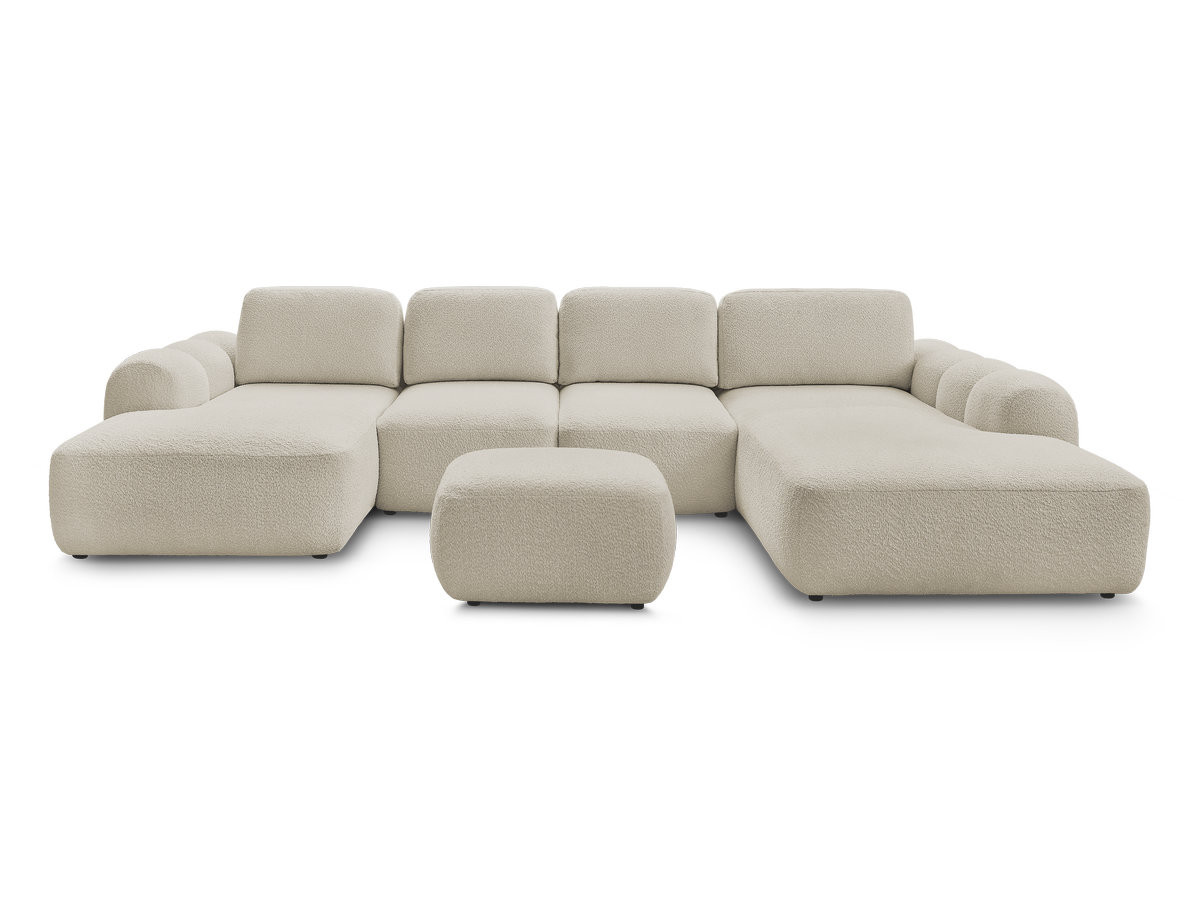 Bobochic Montaigne Wohnlandschaft mit Pouf Bouclé-Stoff Beige Ecke links