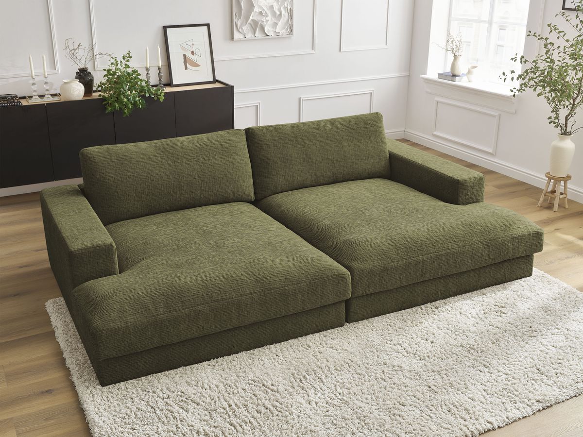 Bobochic Leonard Sofa 4-Sitzer 234 × 159 cm Strukturstoff Grün