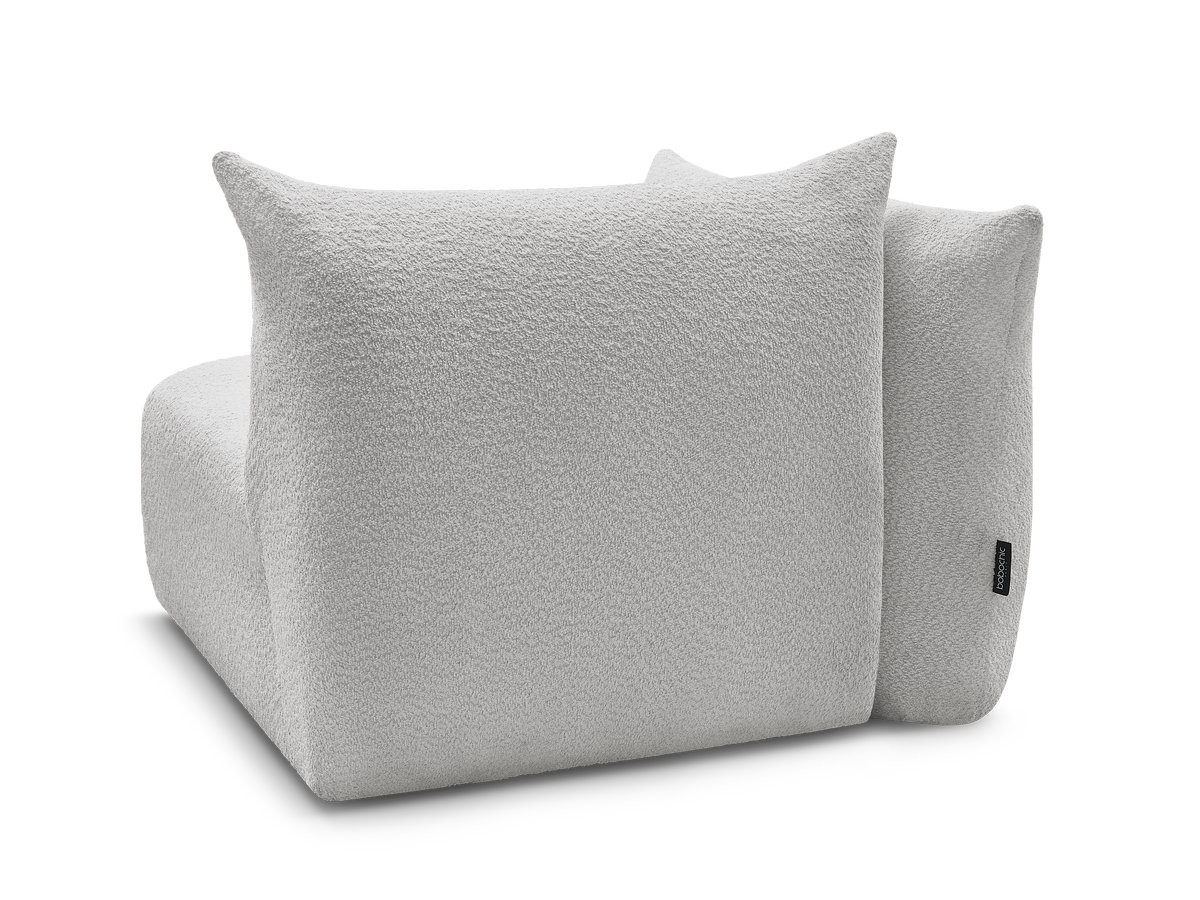 Bobochic Azra Sofamodul 1-Sitzer 117 × 112 cm Bouclé-Stoff Hellgrau Ecke rechts