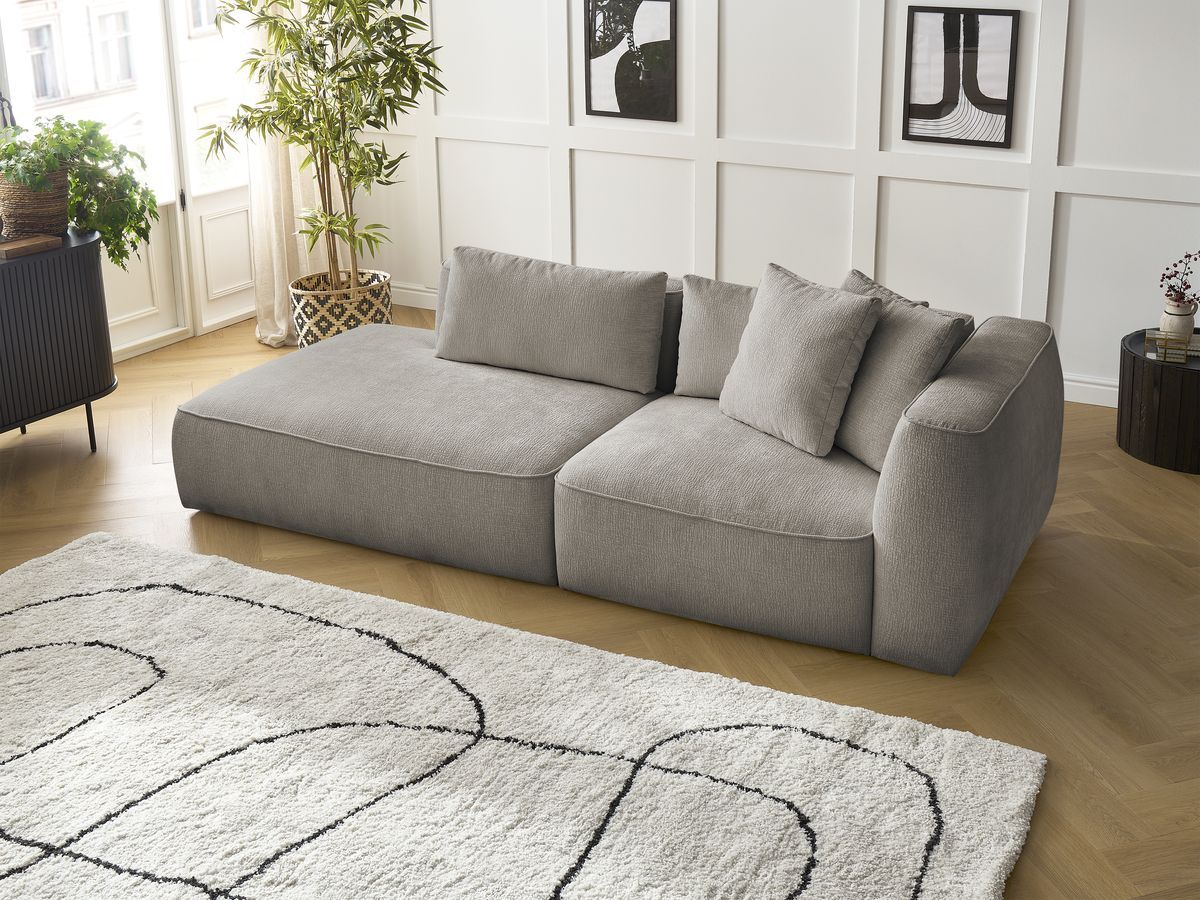 Bobochic Leopold Sofa 3-Sitzer Strukturstoff Taupe Armlehne rechts