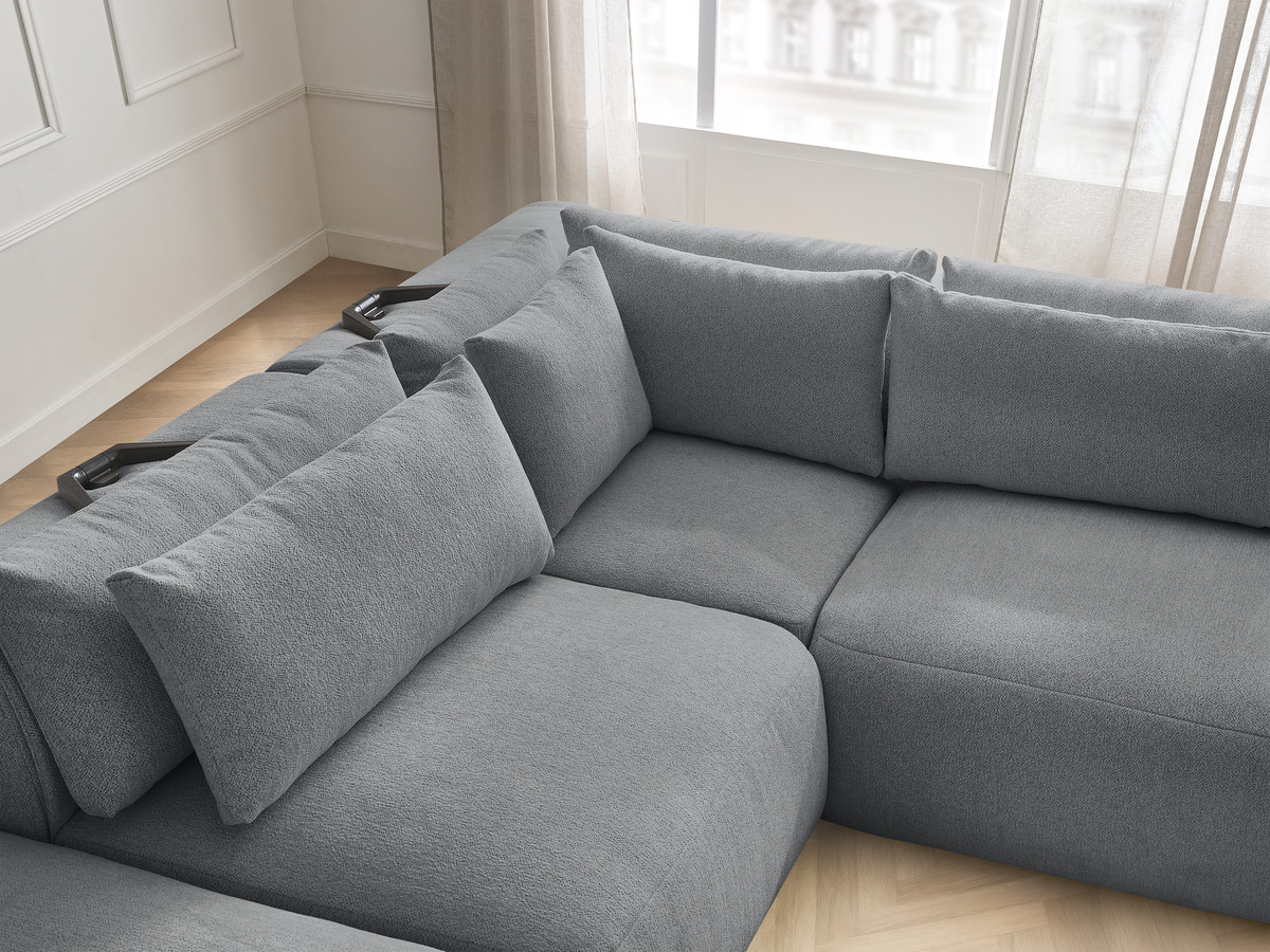 Bobochic Jana Ecksofa Melange-Stoff Dunkelgrau