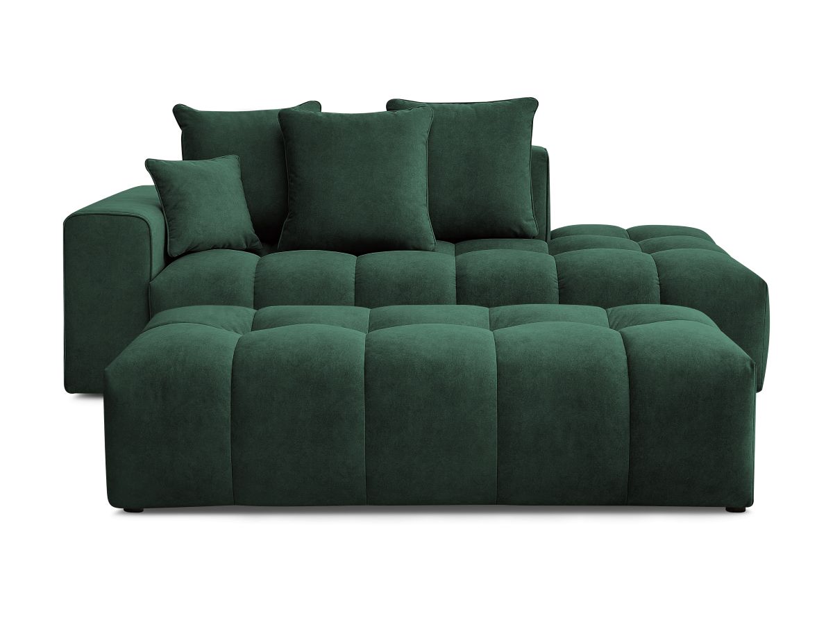 Bobochic Mont-blanc Sofa 5-Sitzer mit Pouf Samt Grün Armlehne links