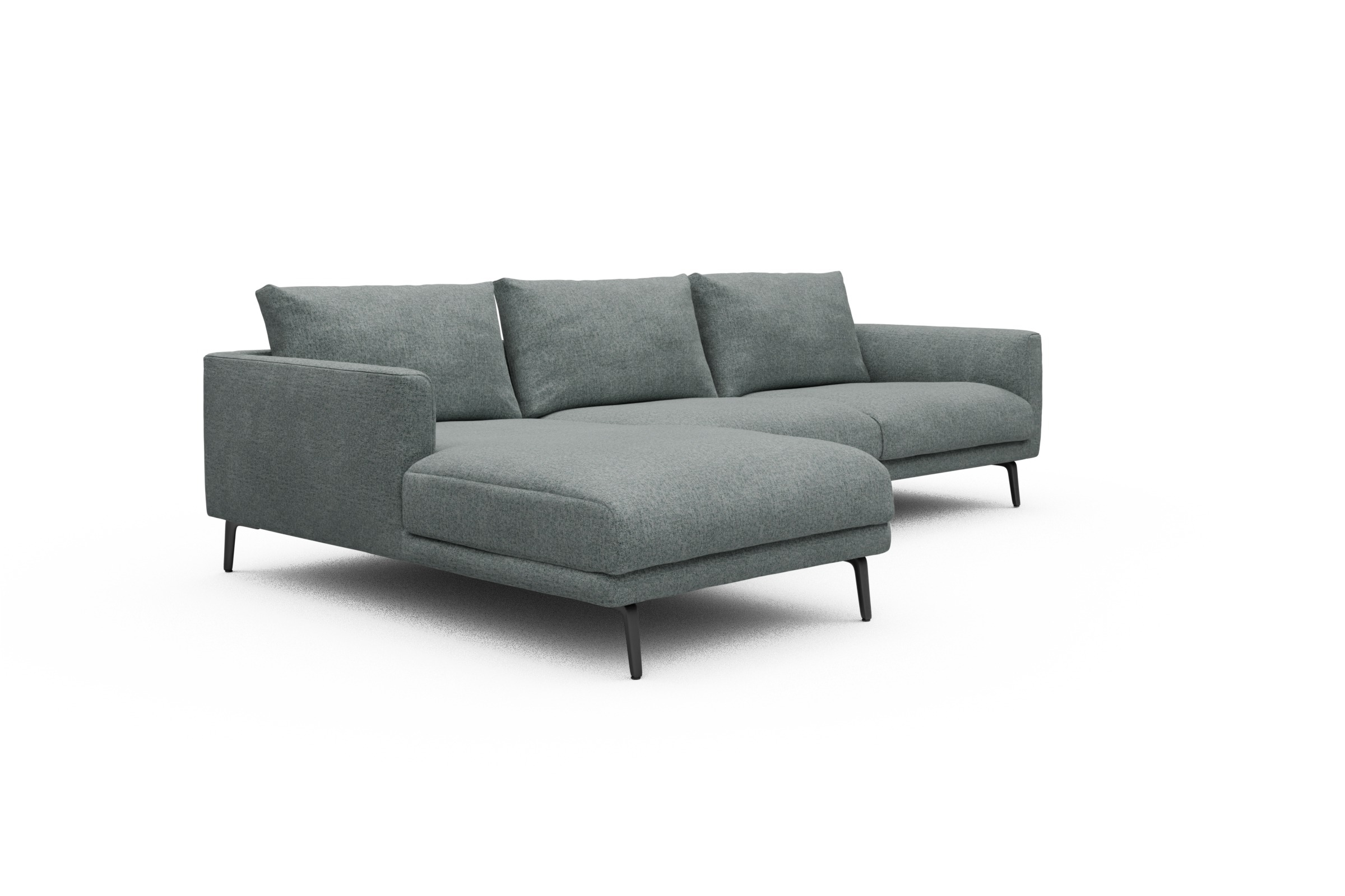 Ecksofa Karl Chaiselongue links mit 2,5-Sitzer Casone-Light-Mixed-Green