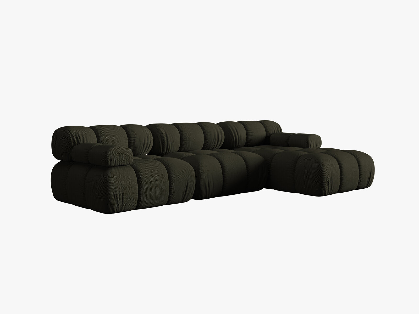 Micadoni Modulares Ecksofa Bellis 4-Sitzer Rechts 3D-Stoff Sonic Amazonas Grün