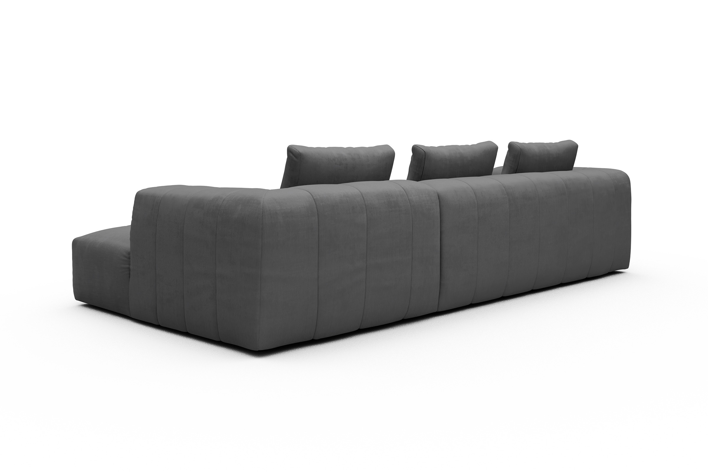 Ecksofa Hugo 2,5-Sitzer Armlehne links mit Chaiselongue Cordufine-Grey