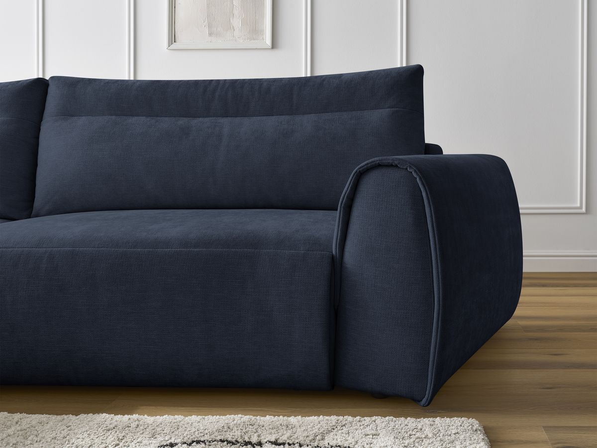 Bobochic Aden Ecksofa 293 × 152 cm Stoff Dunkelblau Ecke links