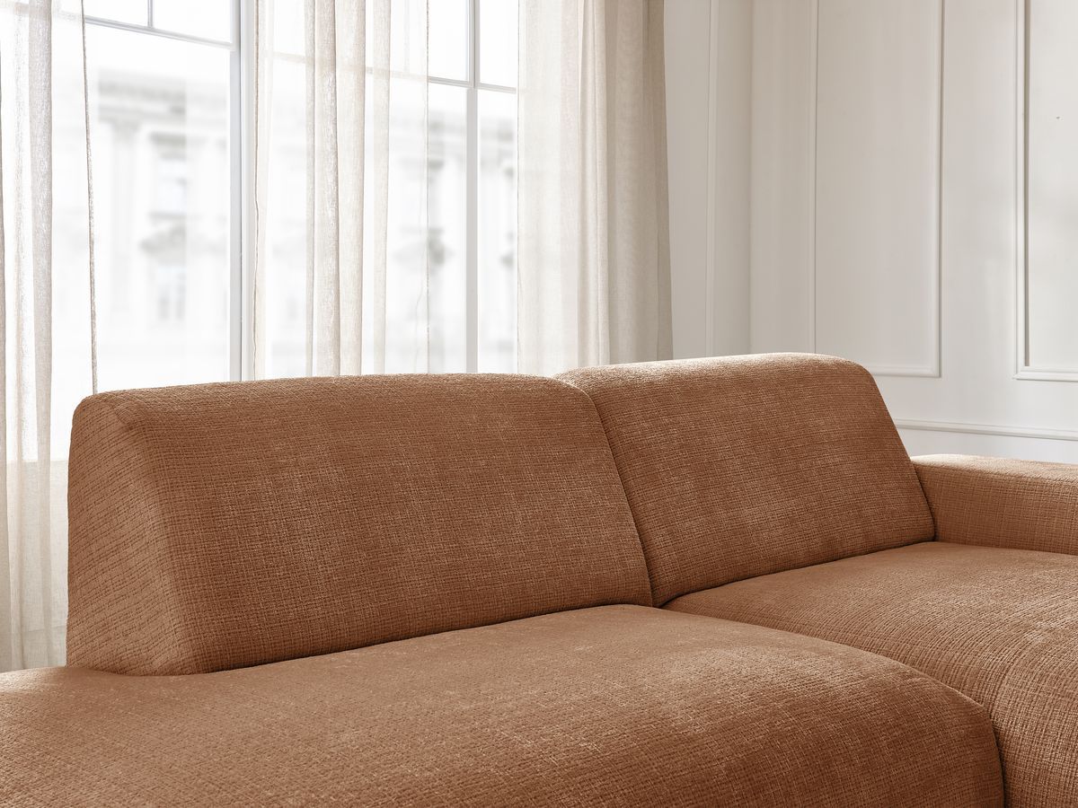 Bobochic Sirius Ecksofa 300 × 170 cm Strukturstoff Orange Ecke rechts