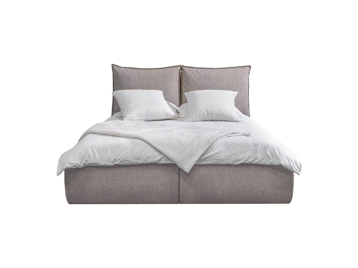 Bobochic Garance Polsterbett mit Bettkasten Stoff Beige, Liegefläche 140 × 190 cm
