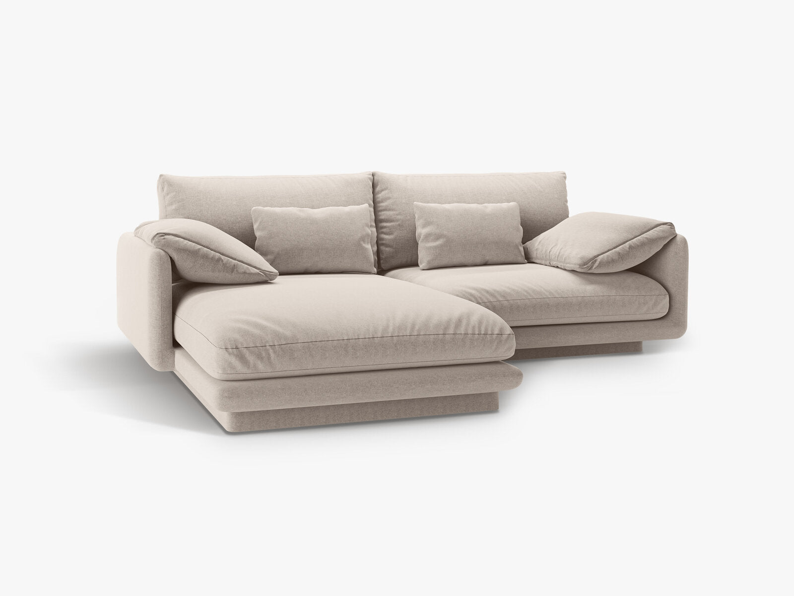 Micadoni Ecksofa Torino 3-Sitzer Links Strukturierter Stoff Helles Beige