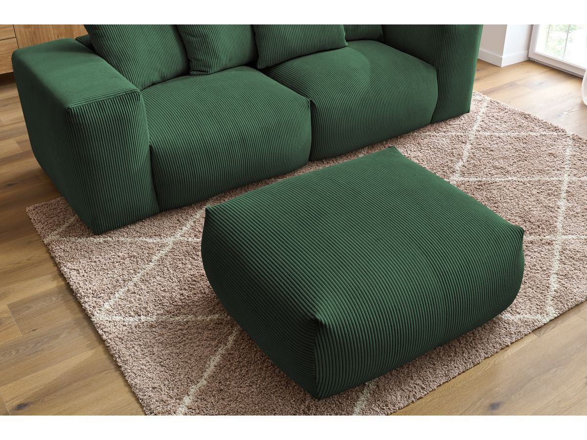 Bobochic Voltaire Sofa 4-Sitzer mit Pouf 248 × 100 cm Cordsamt Grün