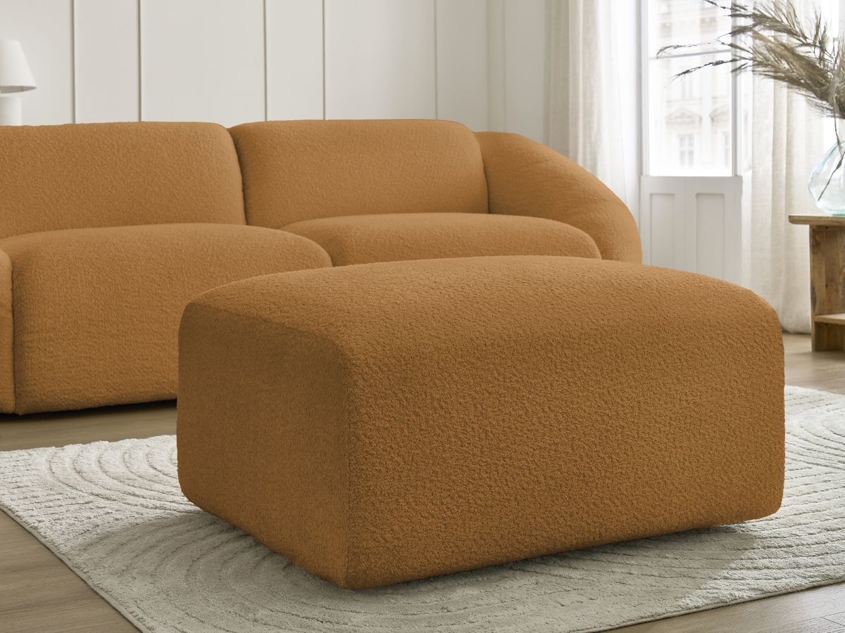 Bobochic Tina Sofa 4-Sitzer mit Pouf Bouclé-Stoff Gelb