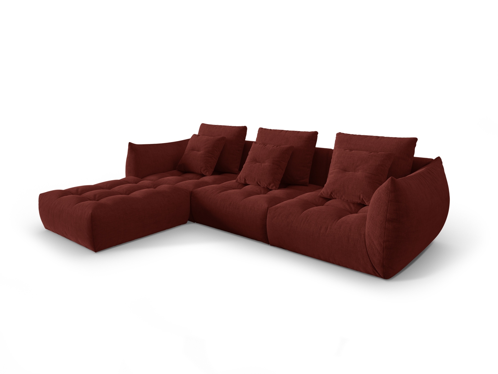 Micadoni Ecksofa Bloom 2-Sitzer Strukturierter Stoff Rot