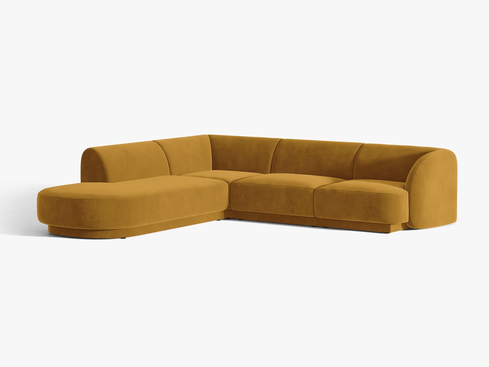 Micadoni Ecksofa Miley 6-Sitzer Links Samt Bluvel Gelb
