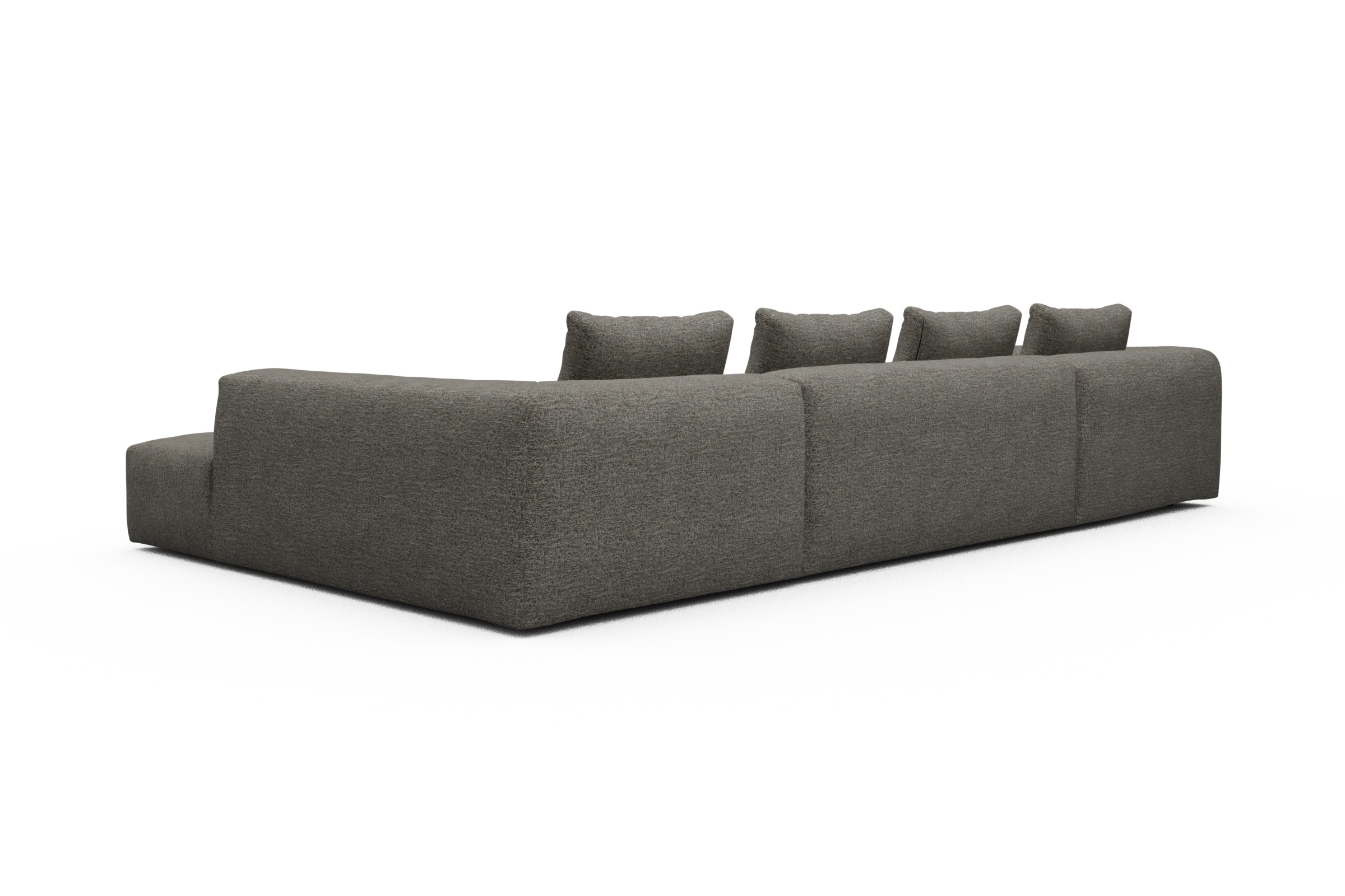 Wohnlandschaft Fred Relax-Ecke rechts mit 2-Sitzer und Chaiselongue links Carreno-Sepie-Brown