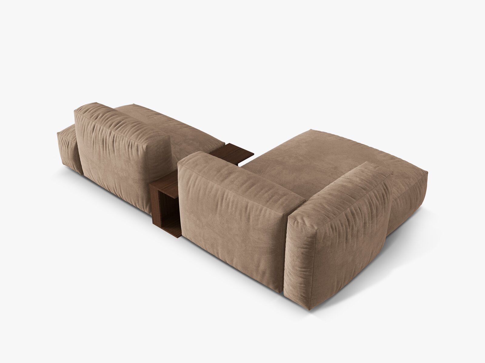 Micadoni Ecksofa Martina 2-Sitzer mit Couchtisch Links Samt Dunkelbeige