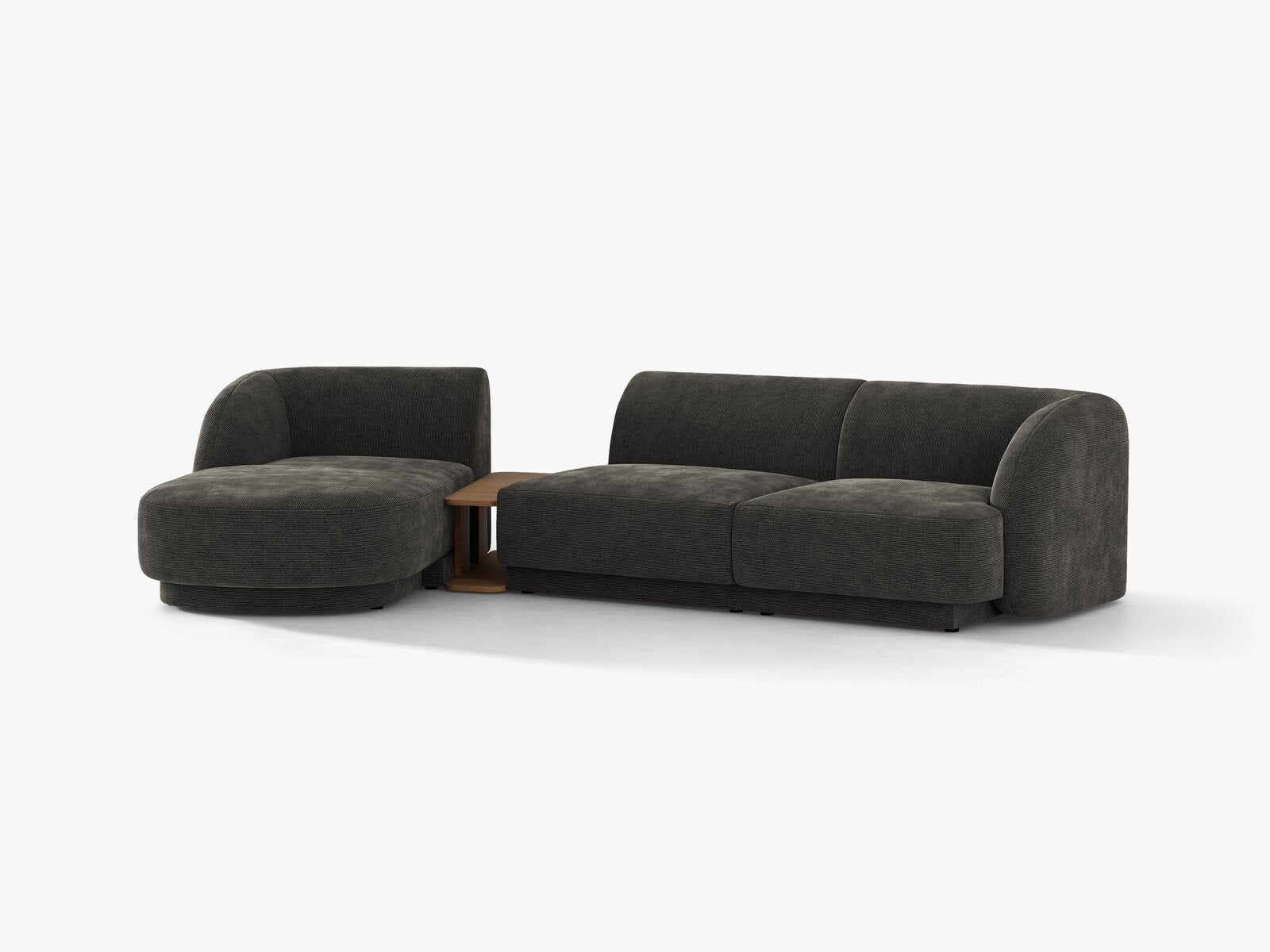 Micadoni Modulares Sofa Miley mit Recamiere 3-Sitzer Links Chenille Eden Dunkelgrau