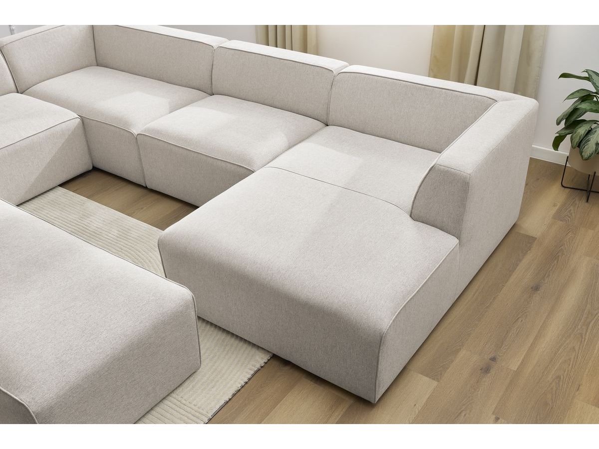 Bobochic Megeve Wohnlandschaft mit Pouf Melange-Stoff Beige Ecke rechts