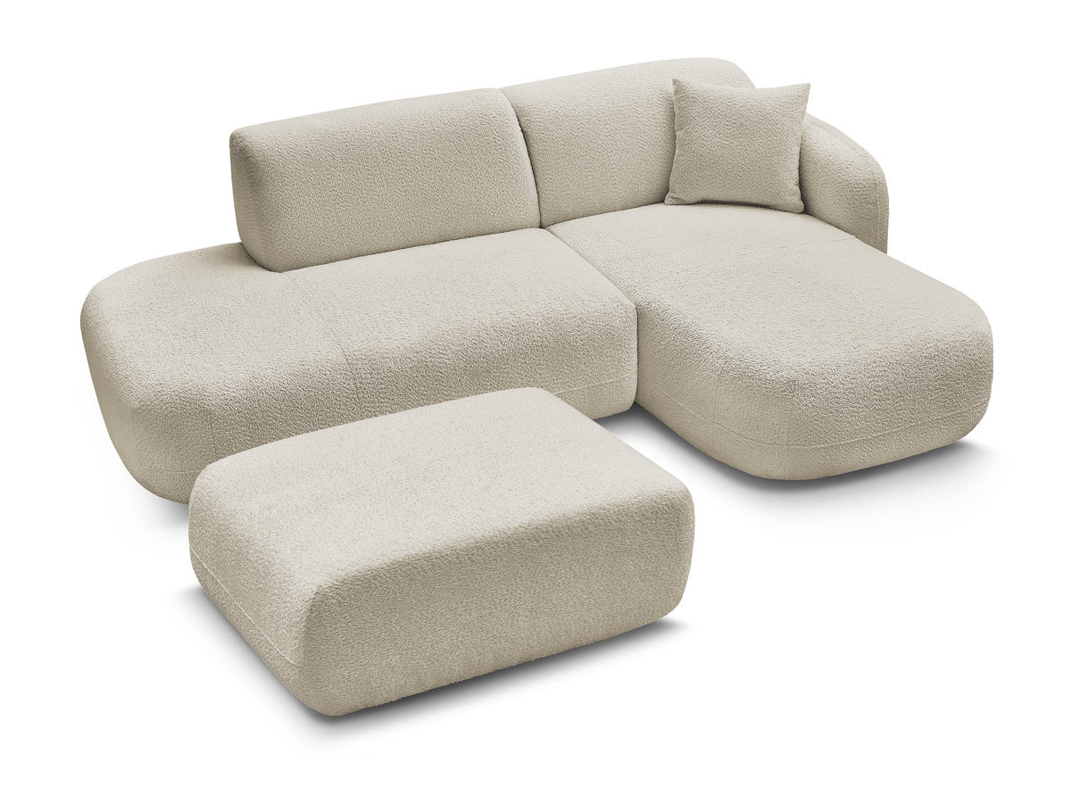 Bobochic Anda Ecksofa mit Pouf 241 × 163 cm Chenille Beige Ecke rechts