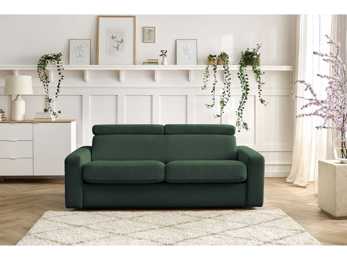 Bobochic Monaco Schlafsofa 3-Sitzer Stoff Grün, Liegefläche 160 × 190 cm