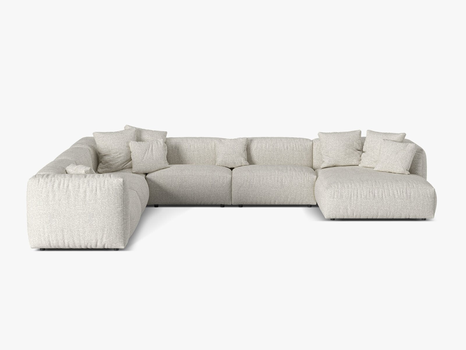 Micadoni modulares Ecksofa XL Martina 6-Sitzer Links Boucle Monet Grau Beige Melange