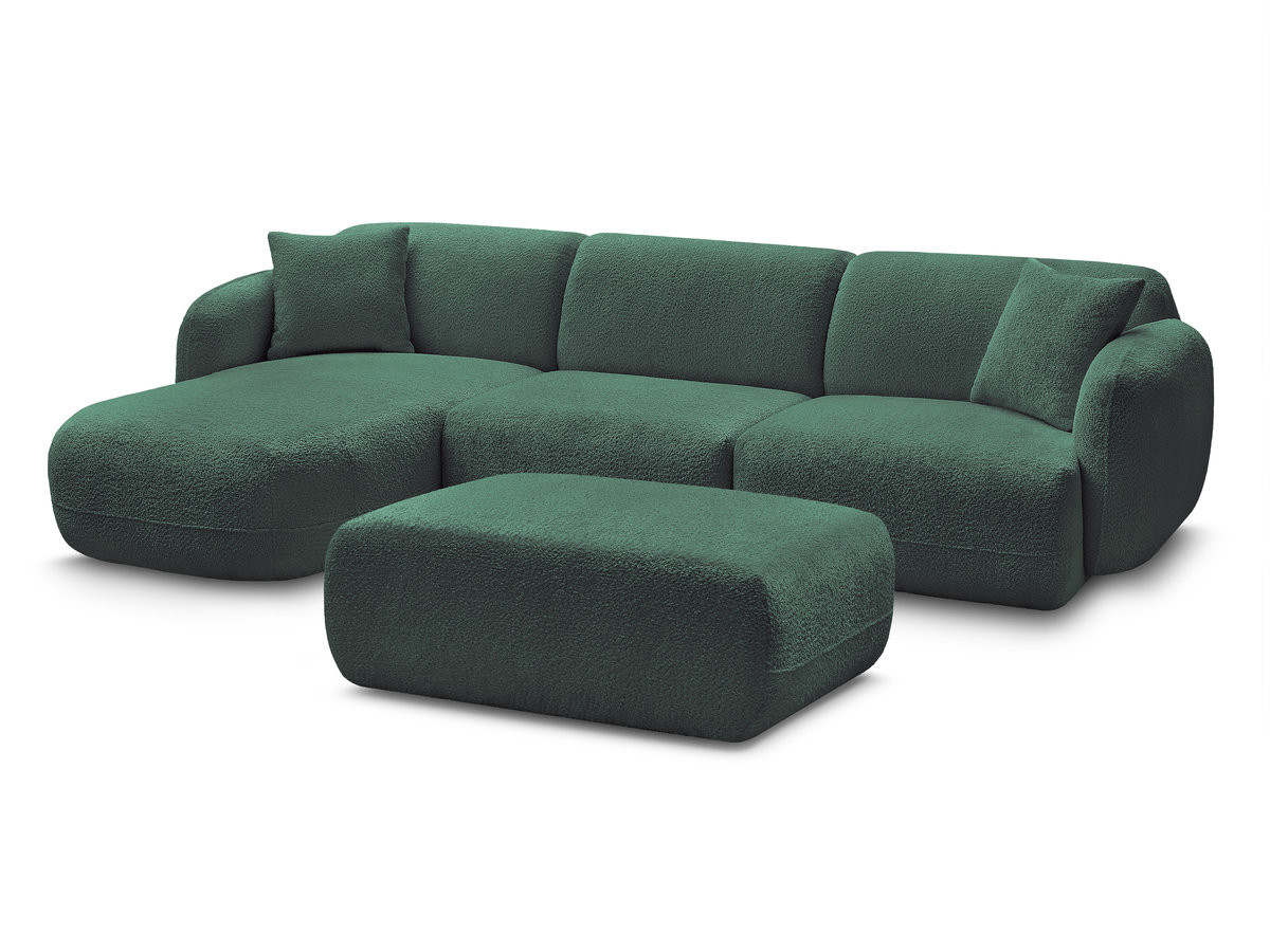Bobochic Anda Ecksofa mit Pouf 292 × 163 cm Chenille Dunkelgrün Ecke links