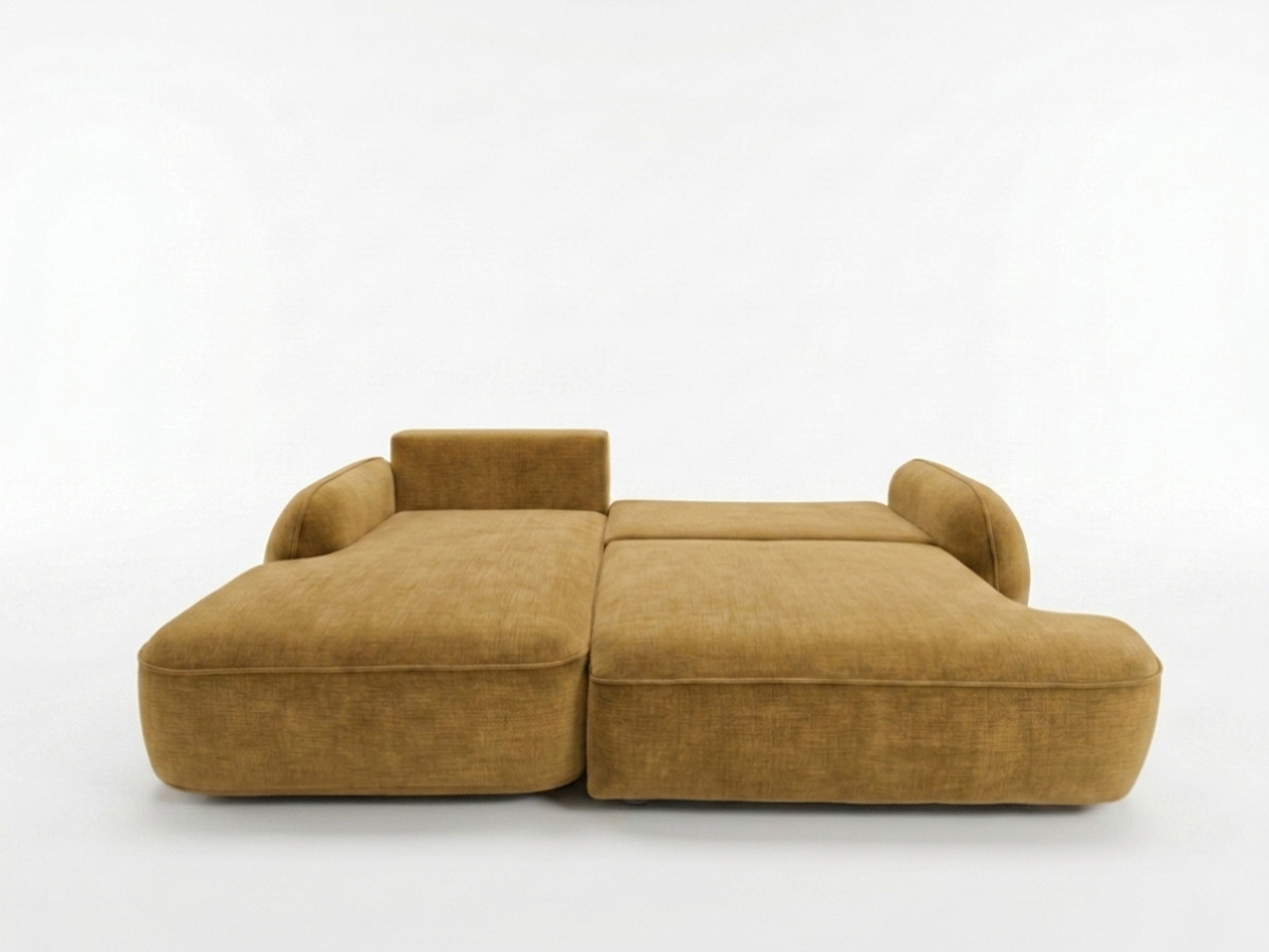 Bobochic Celeste Ecksofa mit Schlaffunktion und Bettkasten Stoff Gelb Ecke links
